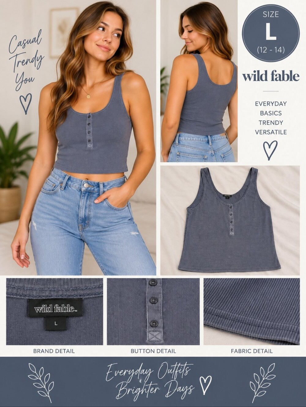 Wild fable Women's large blue crop top #31